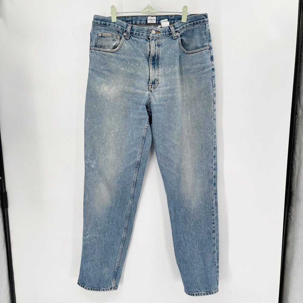 Calvin Klein Vintage Easy Fit Tapered Jeans Sz 36 Men's Blue Stonewash Pockets